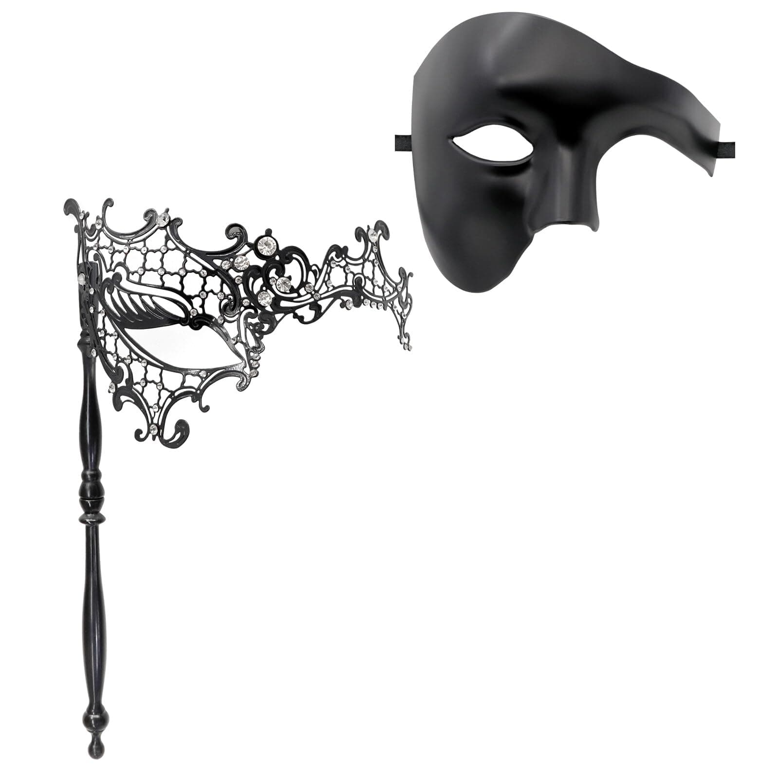 Thmyo Couple Venetian Masquerade Masks with Stick for Party Costumes