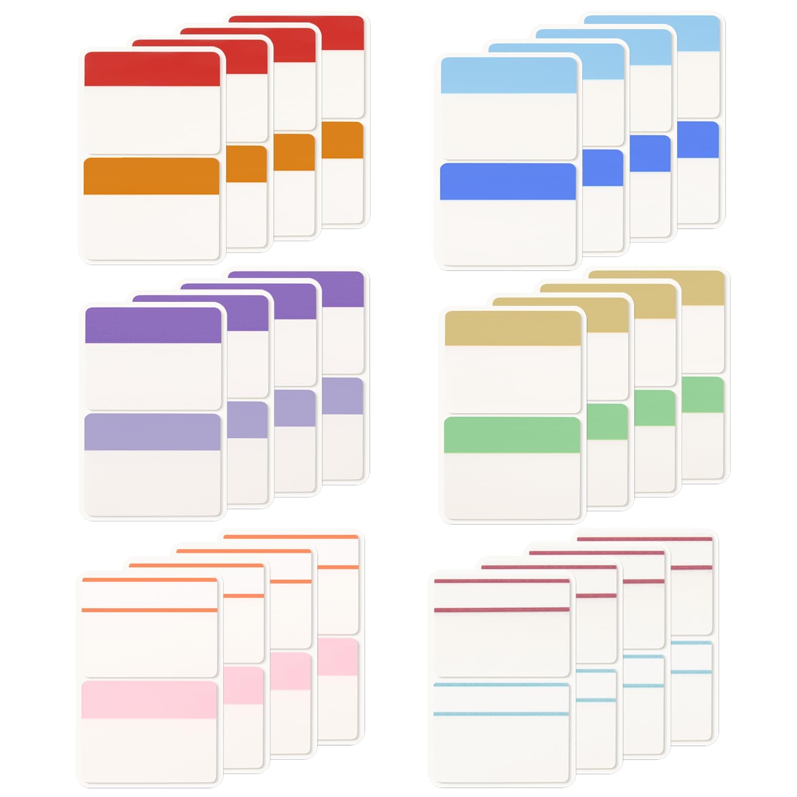 KICNIC 12 Color 2 Inch Colored Sticky Tabs 480 Pieces Repositionable Binder Folders Book Markers