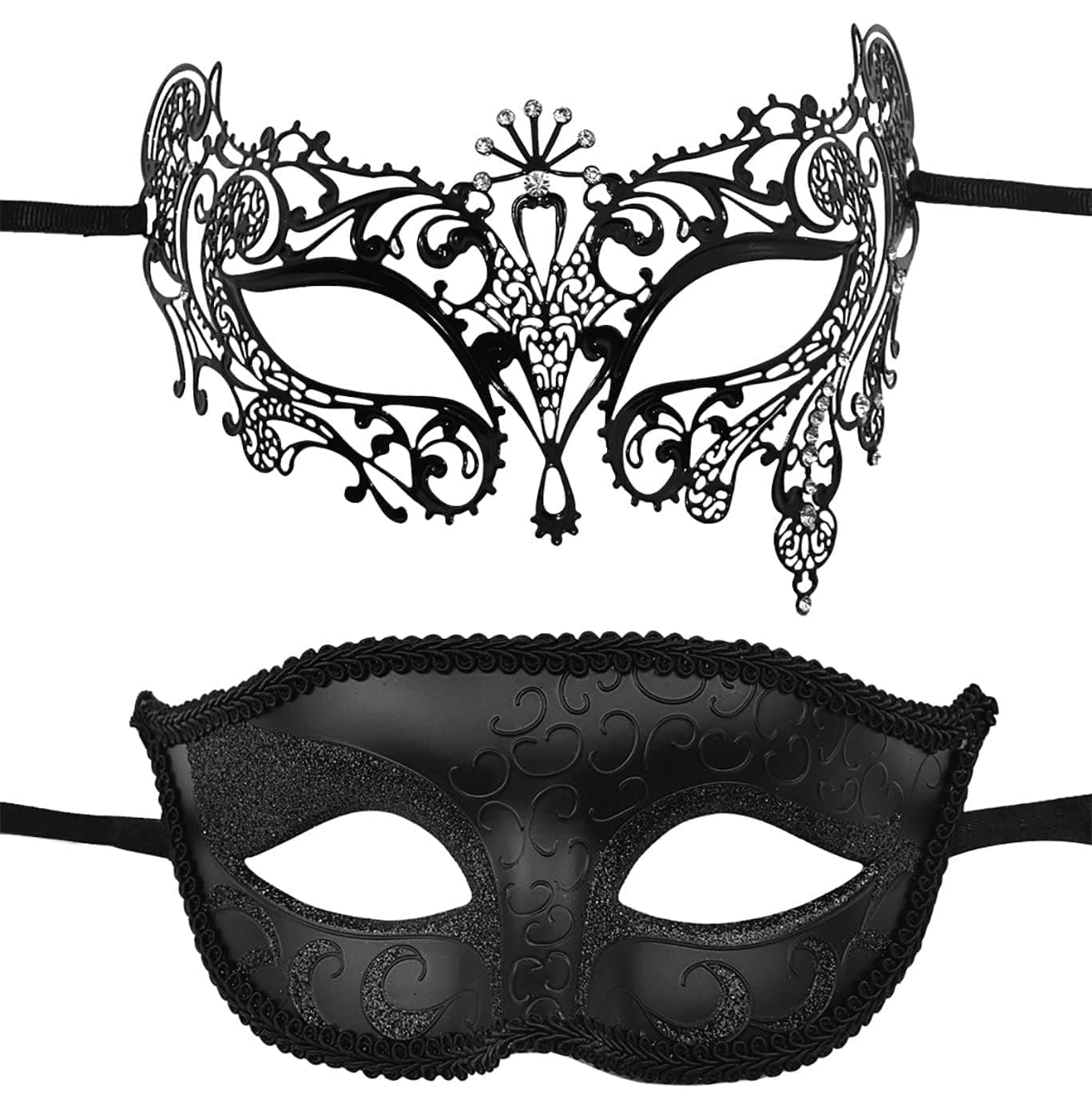KEFAN 2 Pack Couple's Venetian Masks for Masquerade Ball Carnival Mardi Gras Prom