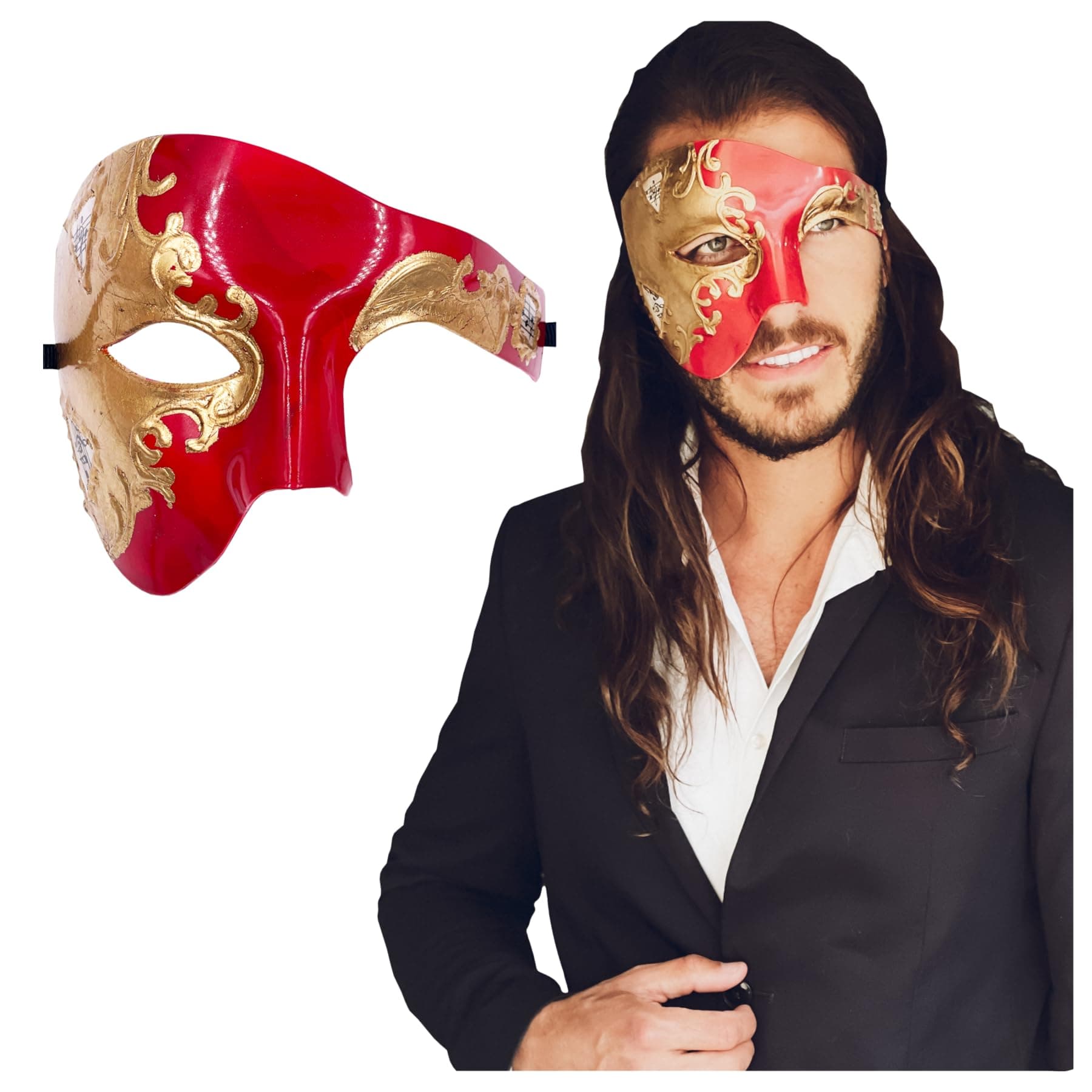 Phantom of the Opera Masque Mask for Men Prom Mardi Gras Haloween