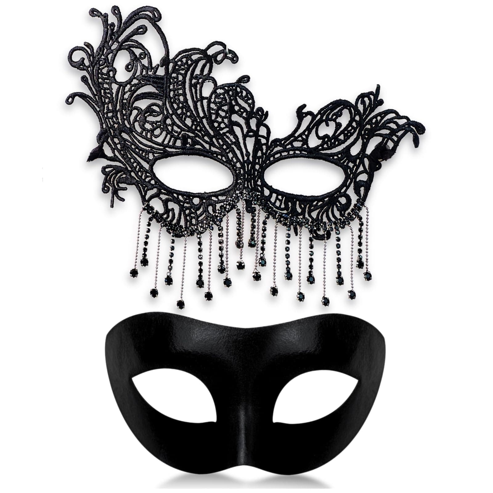 SlendyPop Masquerade Mask Couples Mardi Gras Lace Rhinestone