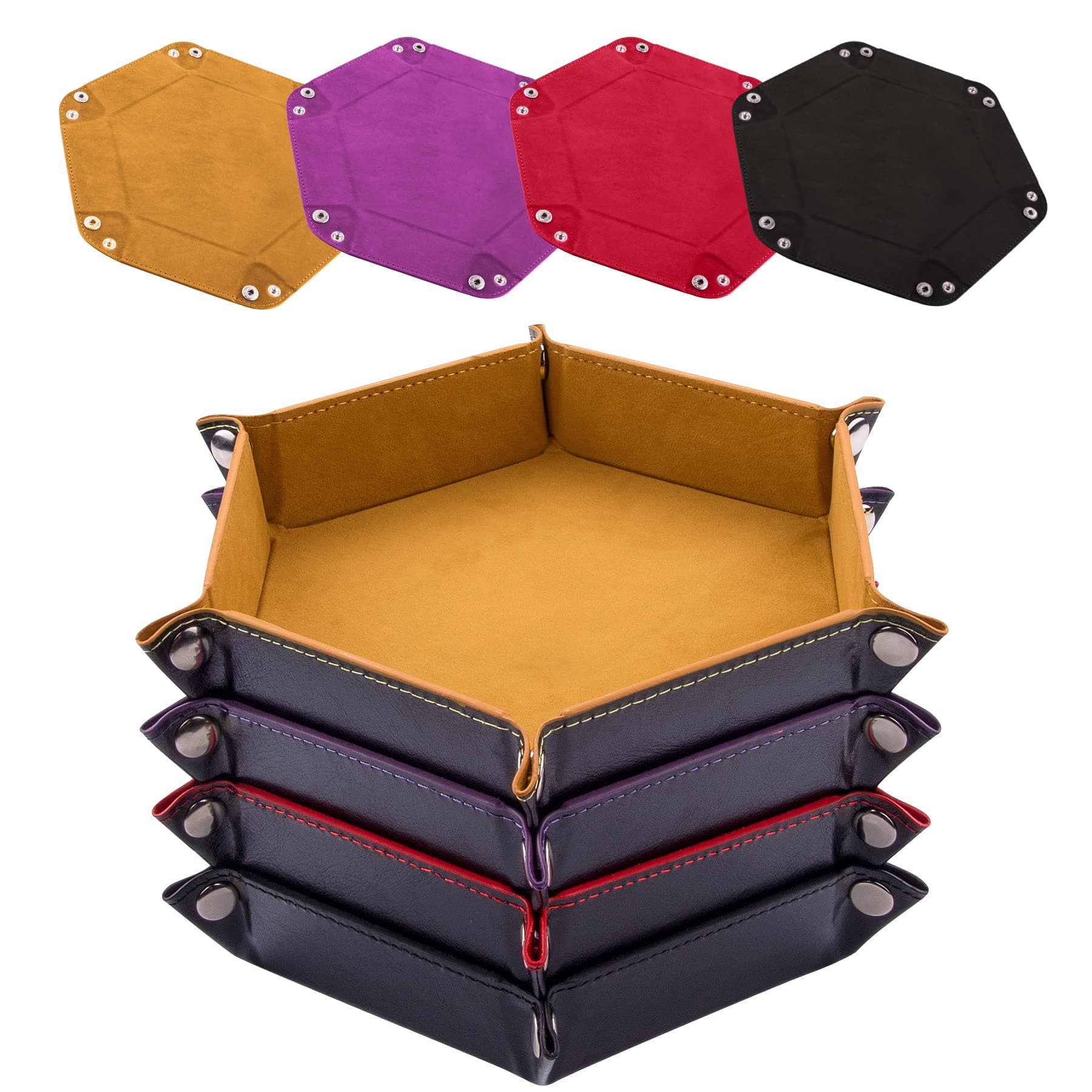 SIQUK Hexagon Dice Trays for Tabletop Games(4 Colors)