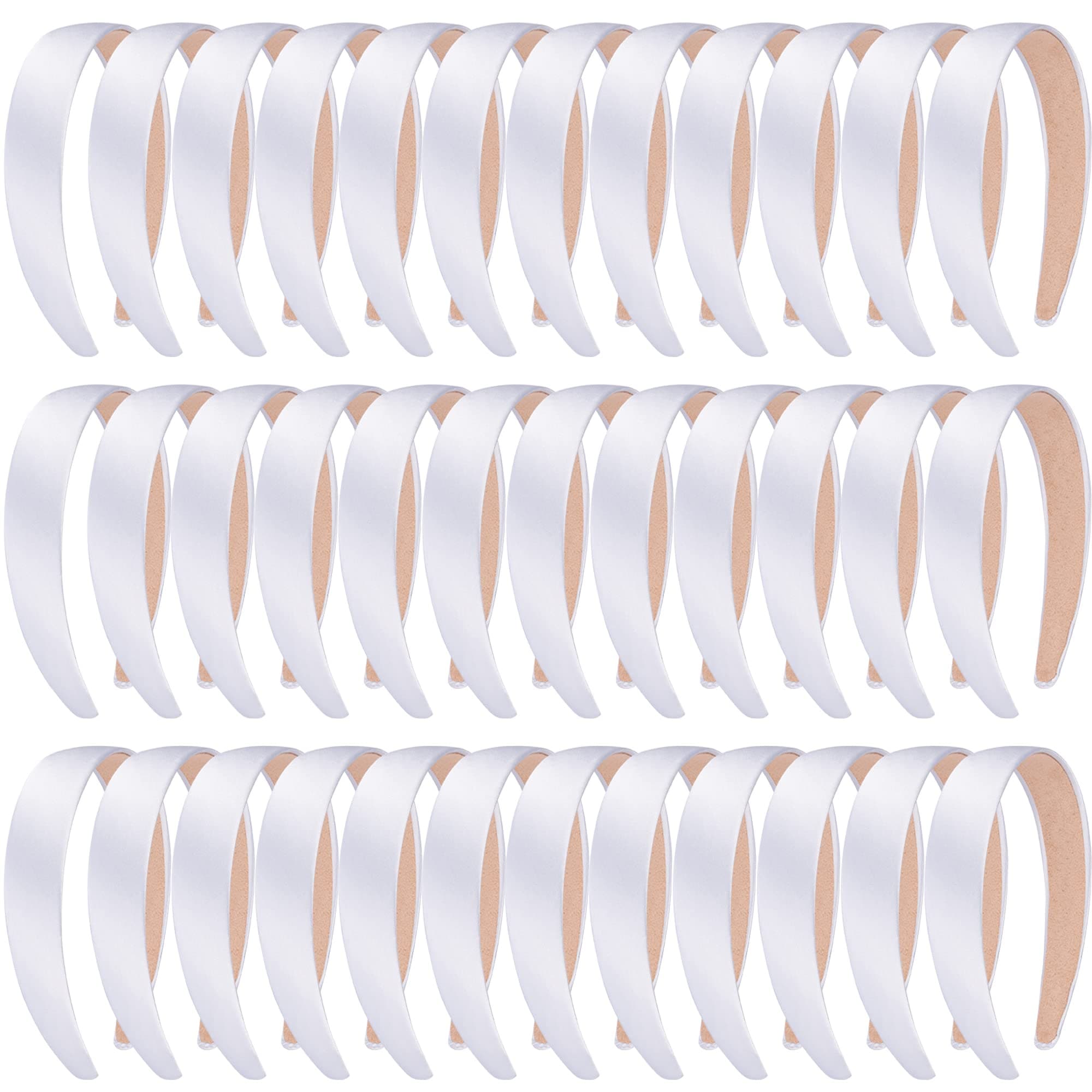SIQUK 36 White Satin Non-Slip Headbands for Women - Perfect for Hair Styling Events