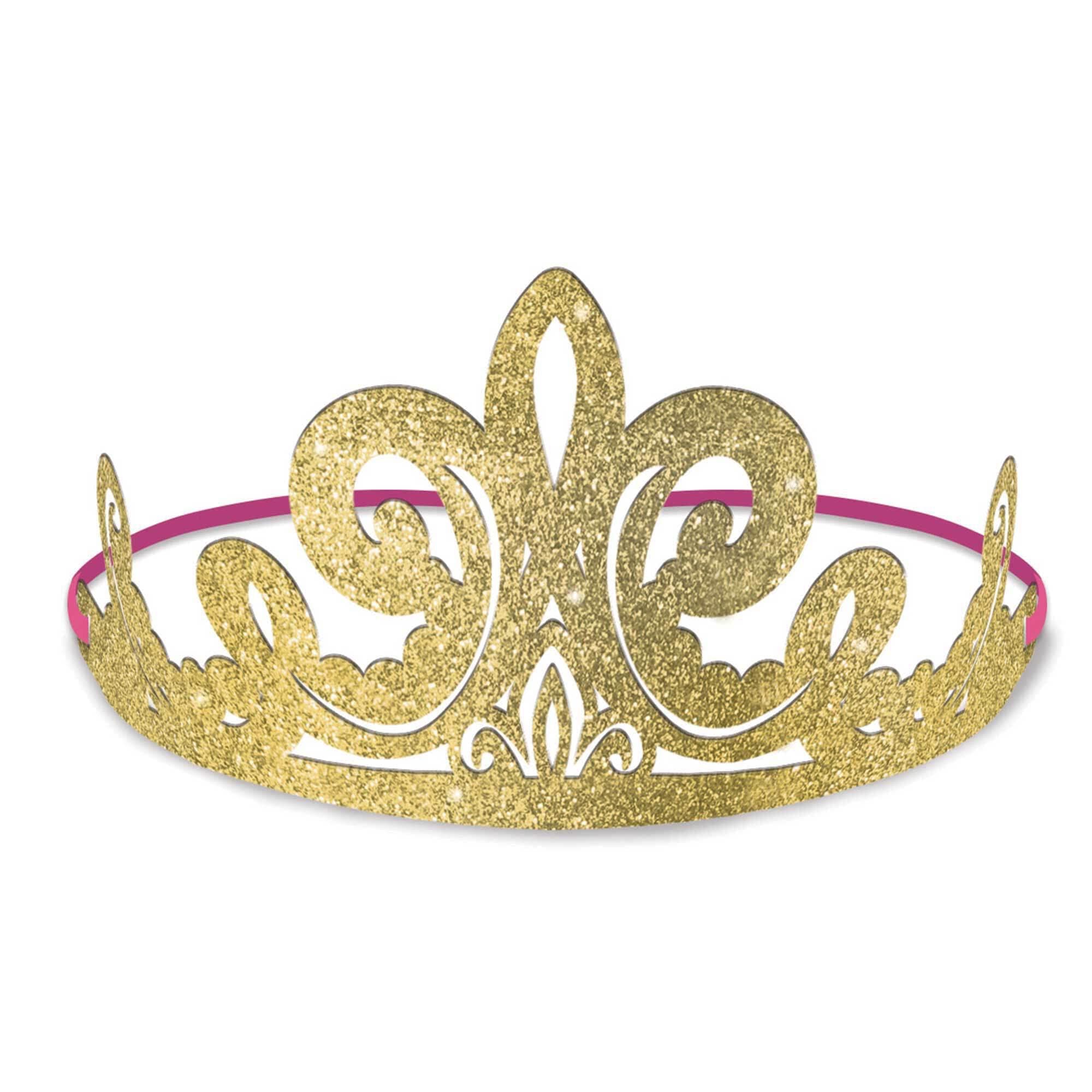 Disney Princess Glitter Paper Tiaras - Gold Royalty Crown Accessory for Kids