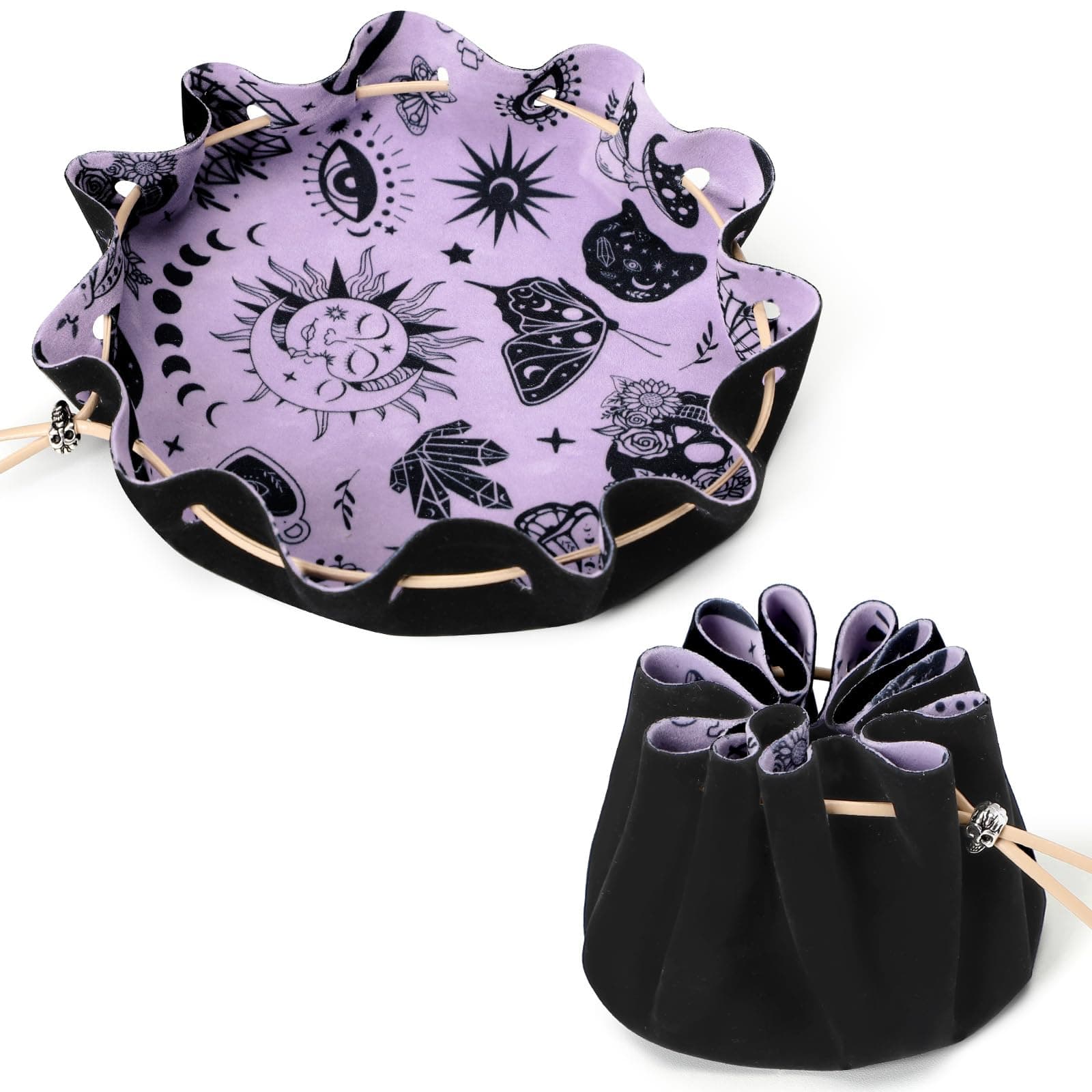 CiyvoLyeen Rolling Black Drawstring Bag with Felt DND Dice Tray - Perfect RPG Gift