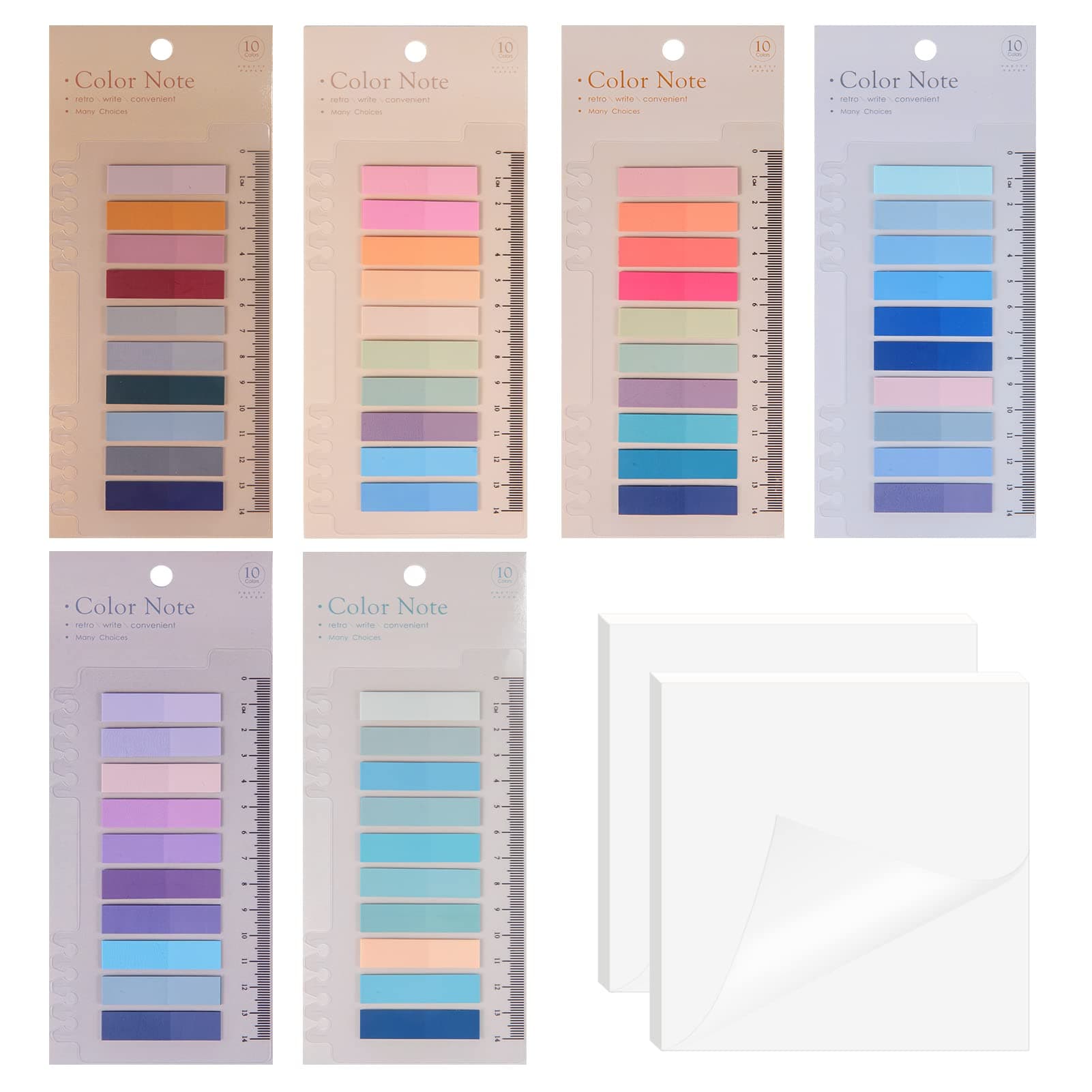 Transparent Sticky Notes 6 Sets Colour book tabs with 2 Sets Transparent Index Tabs for Bookmarks,Studying,Office,School Planner Memo