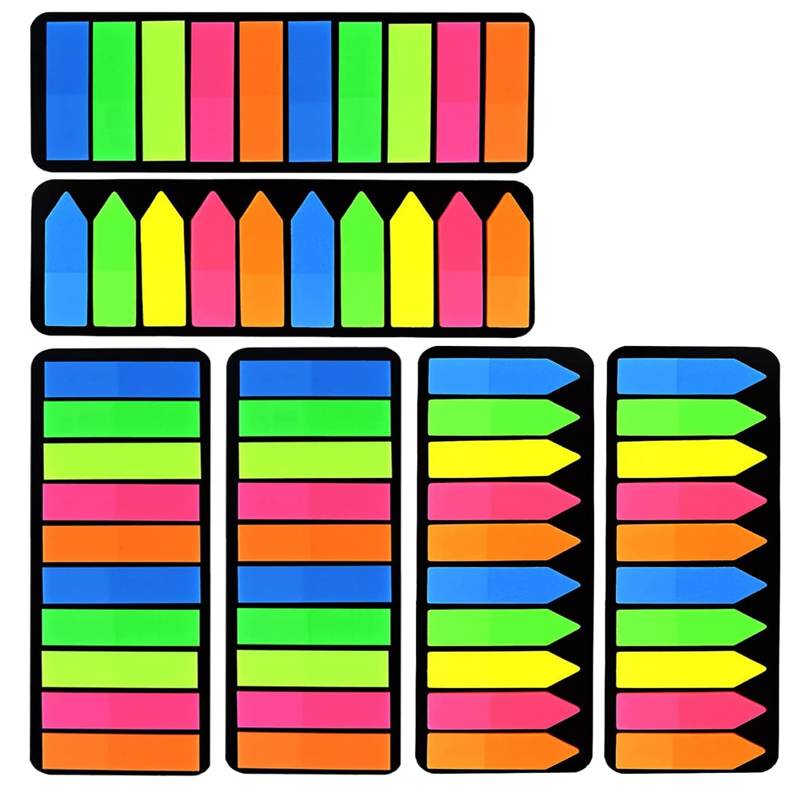 Neon Colored 3000 Piece Index Tabs, Fluorescent Stickers for Books (12 Sets, 2 Designs)