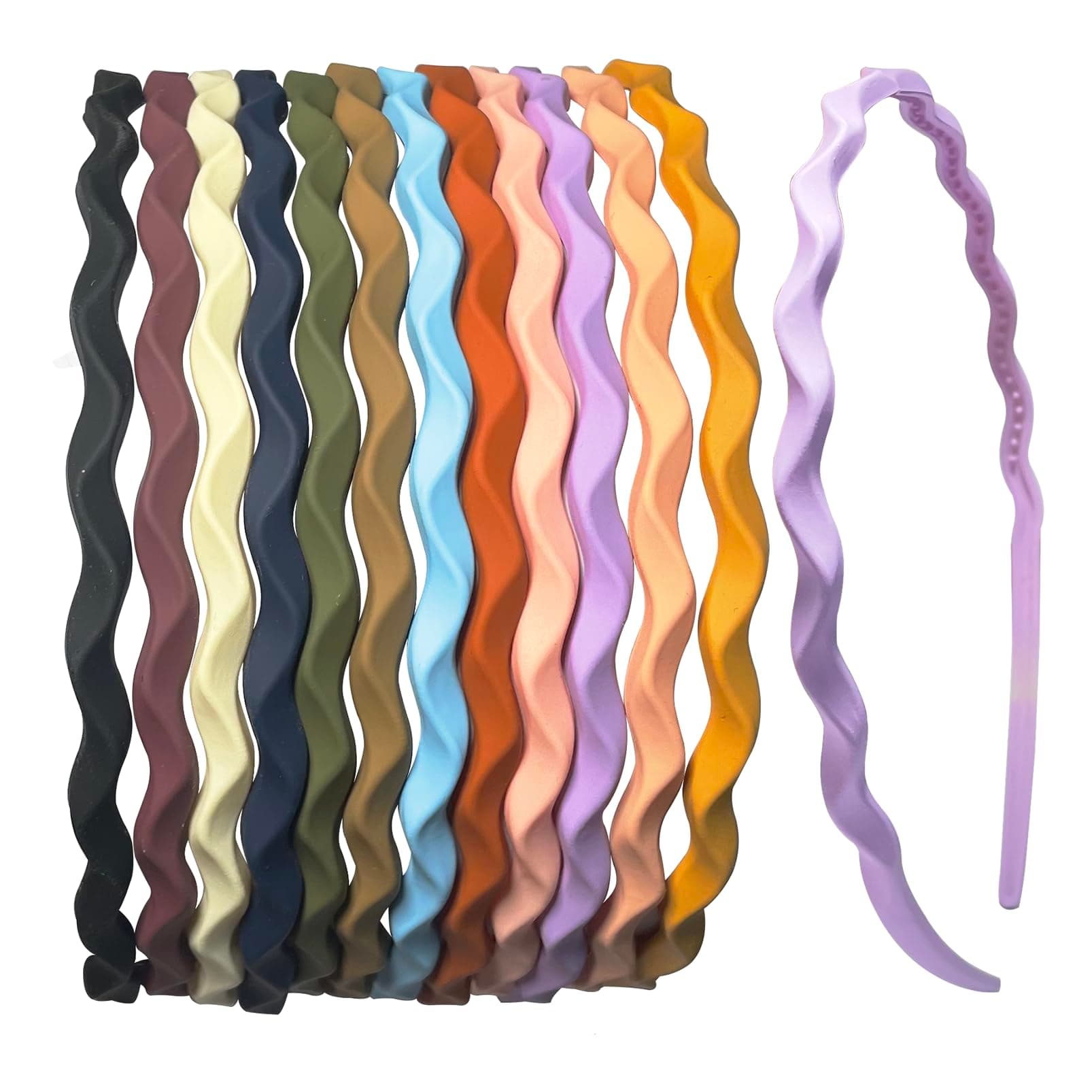 Springtime 12pcs Thin Colorful Plastic Headbands for Girls, Women, and Teens