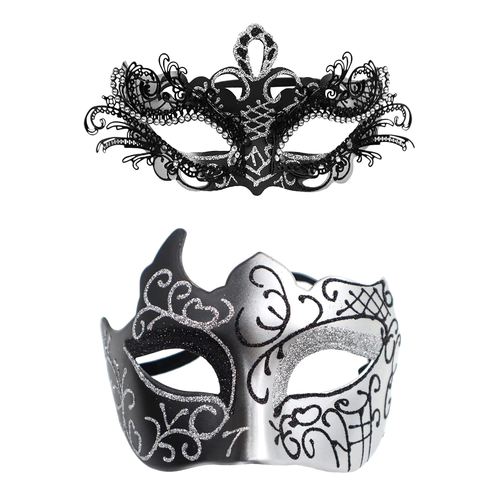 OIDEA Masquerade Mask Couples Set: Rhinestones Cosplay Party Mask