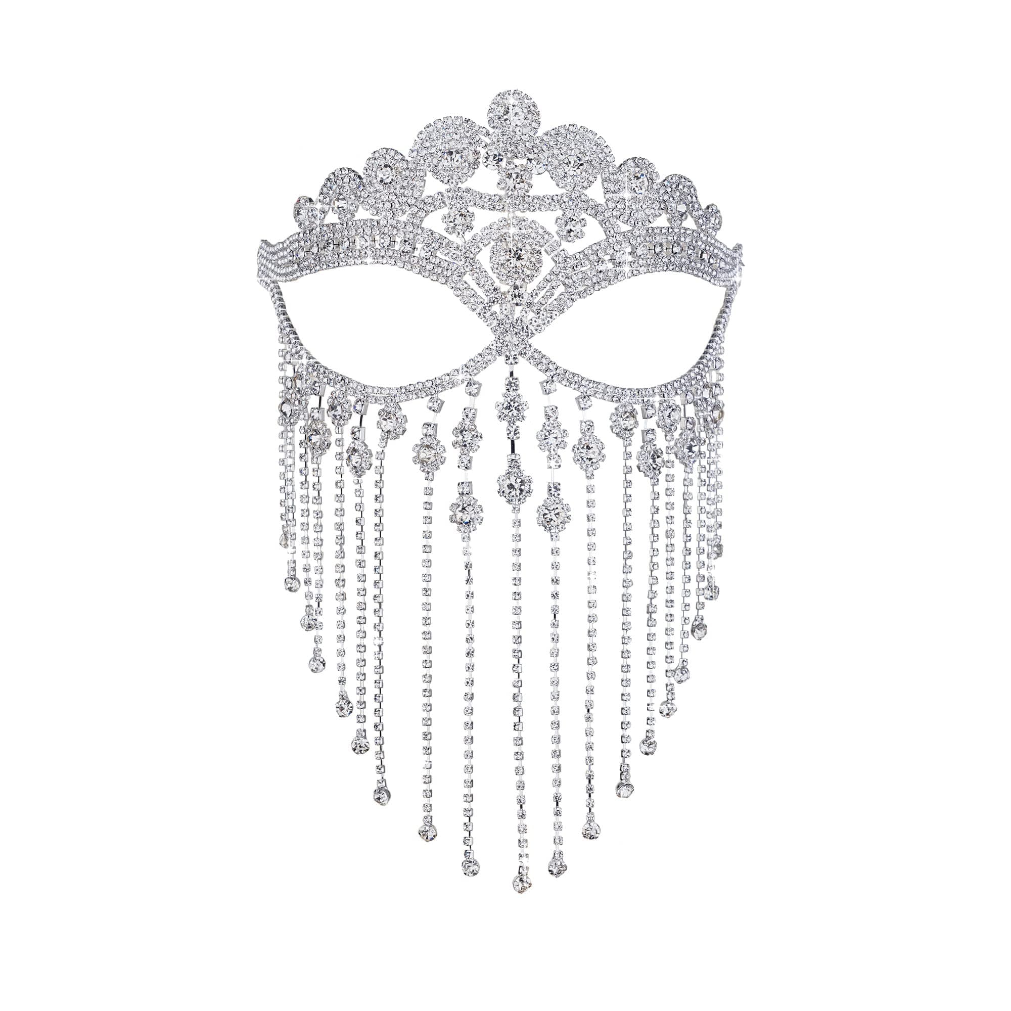 CCbodily Rhinestone Crystal Face Mask for Women Masquerade Event