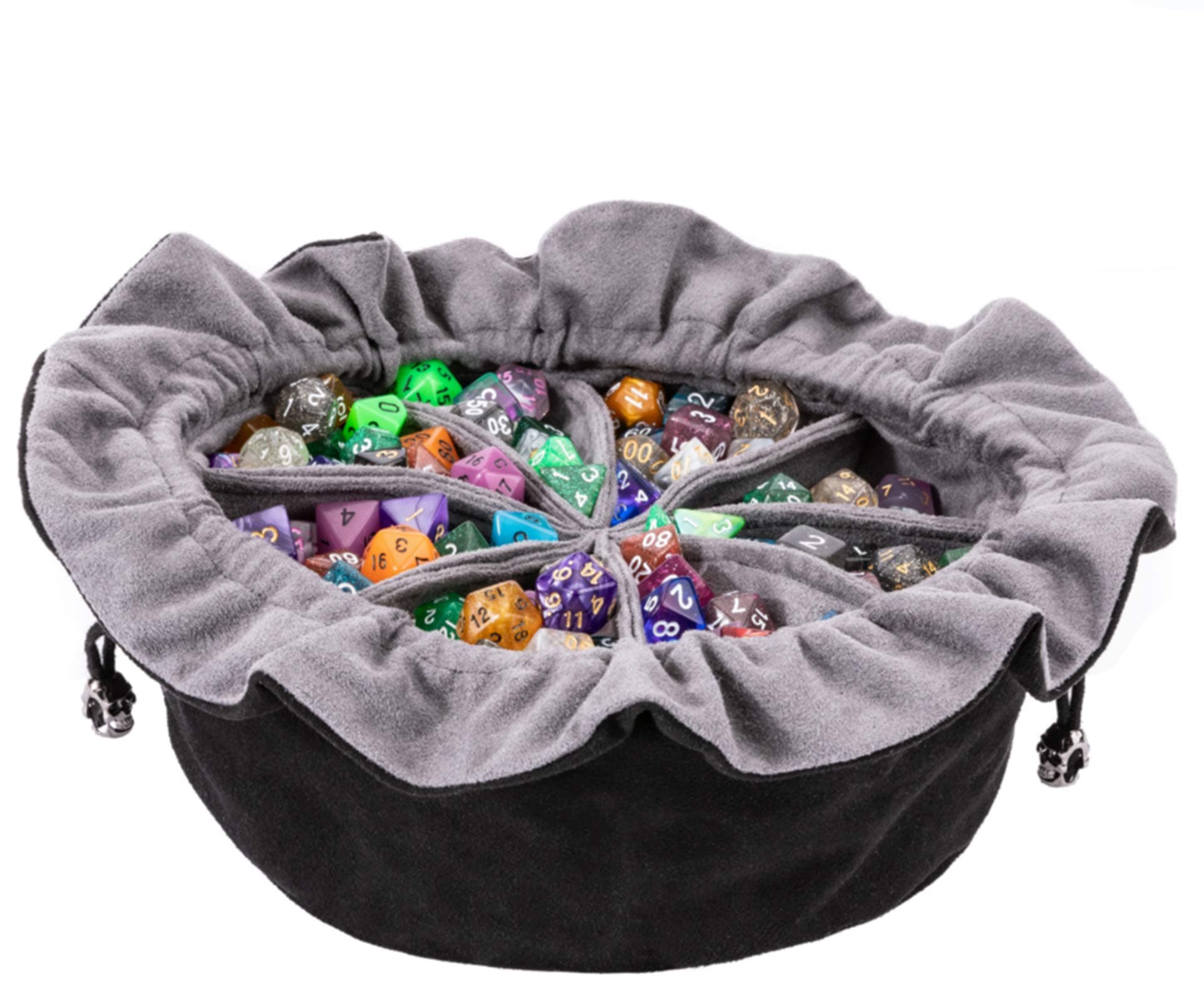 Black DND Dice Bags with Pockets, Large Capacity Over 300 MTG RPG Dices