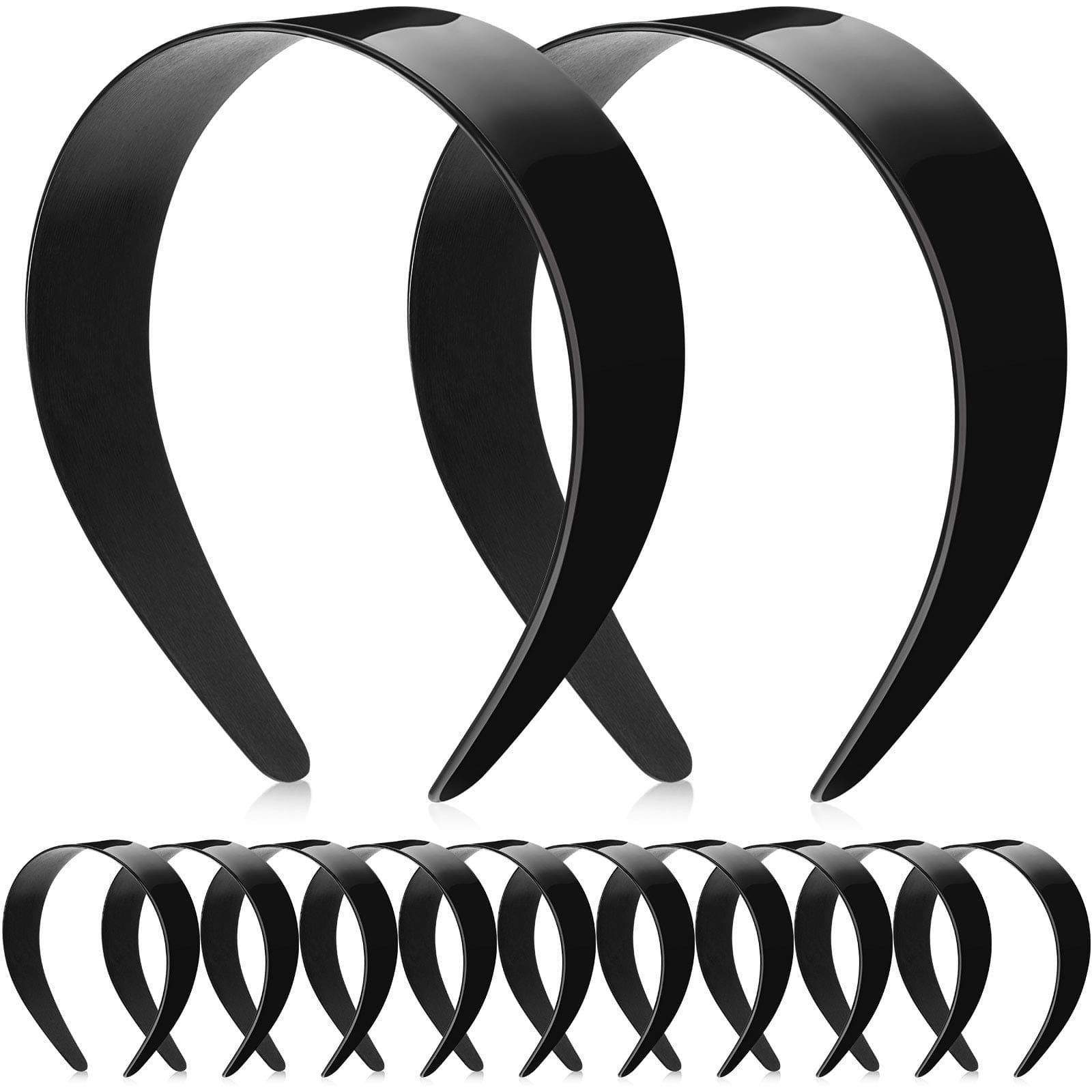 Chuangdi 12 Piece Black Wide Hard Plastic Headband for Women's DIY Hair Accessories