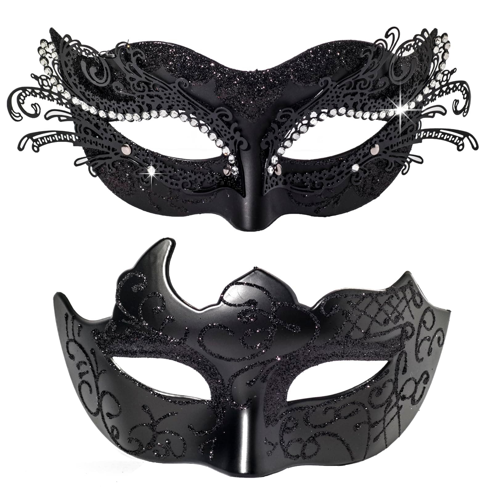 BCARICH Venetian Masquerade Masks for Couples, Women Cosplay with Rhinestone