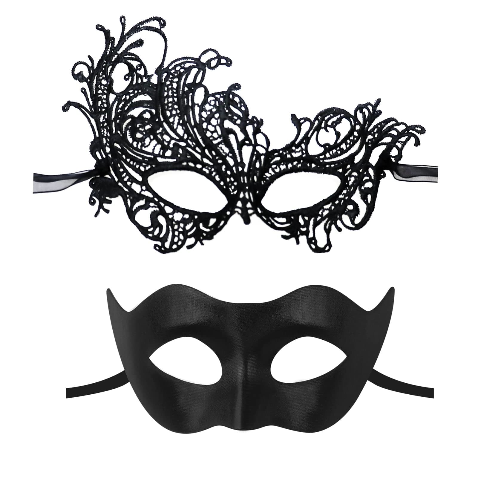 IncreDecor Couple Lace Masquerade Mask Set, Perfect for Halloween & Mardi Gras Costumes