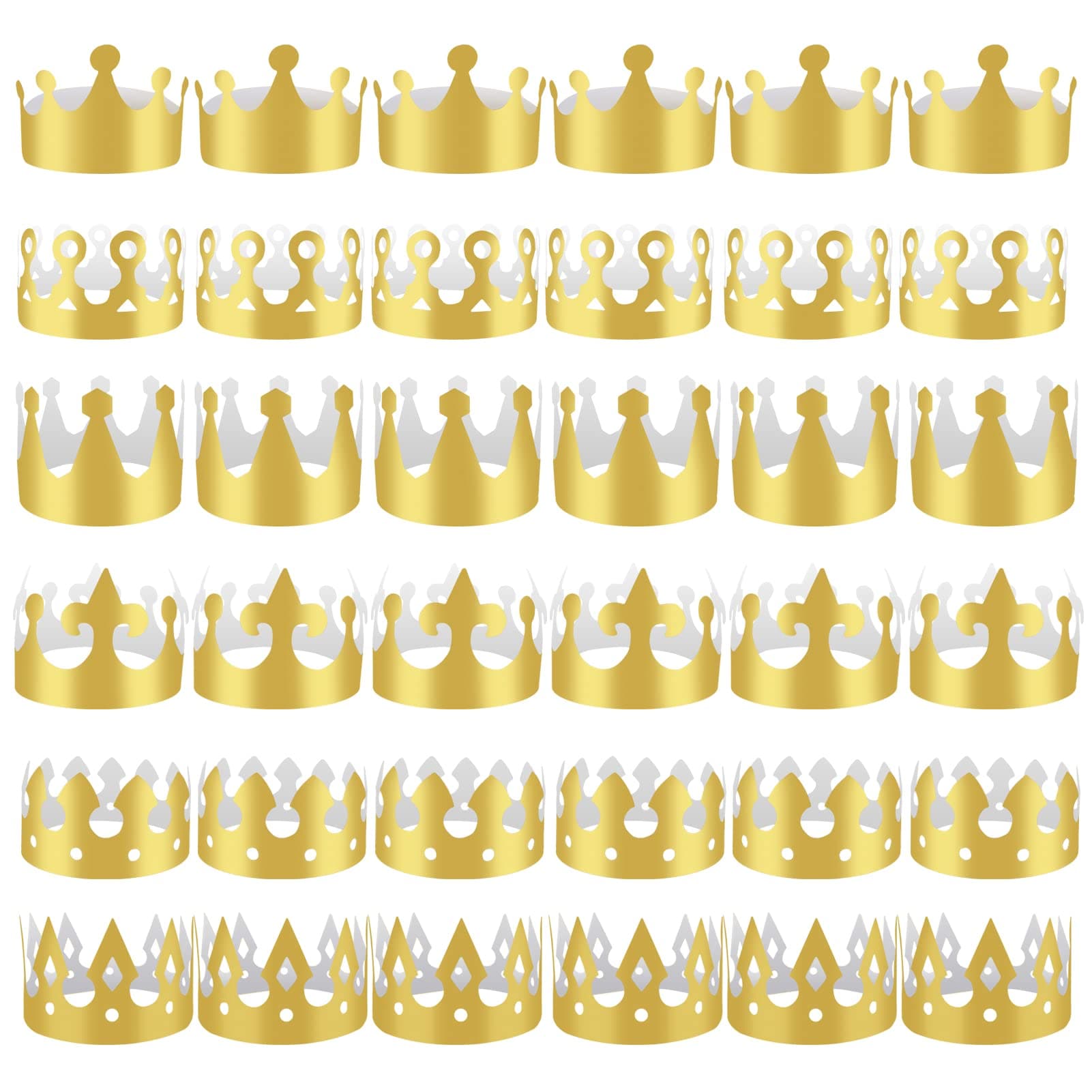 Golden Paper Crowns for Adults: 36 Pieces Birthday Party King & Princess Hats