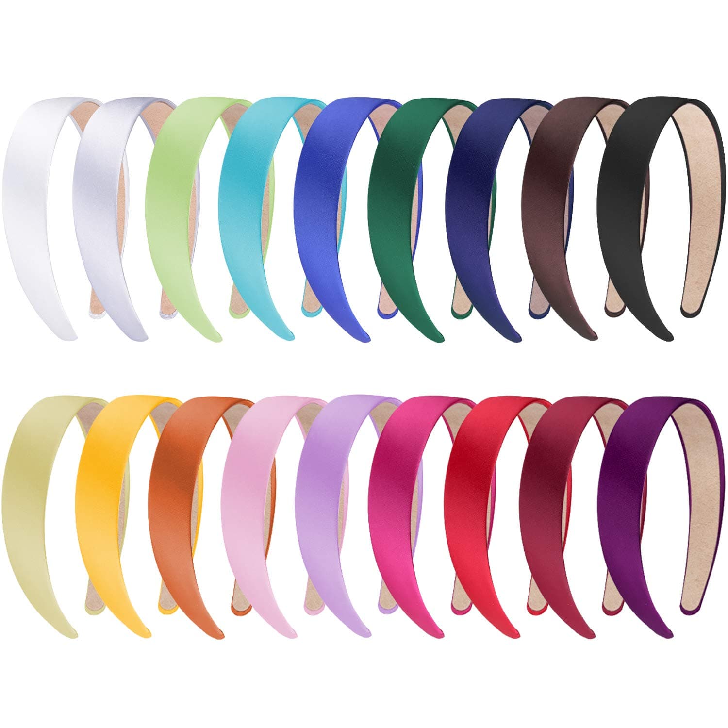 SIQUK 18 Pieces Colorful 1 Inch Wide Non-slip Satin Headbands for Women and Girls