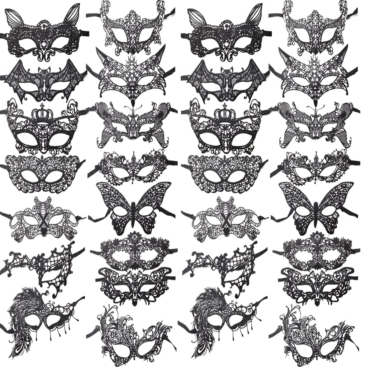 TIHOOD 30PCS Lace Mask for Halloween Masquerade Party Costume