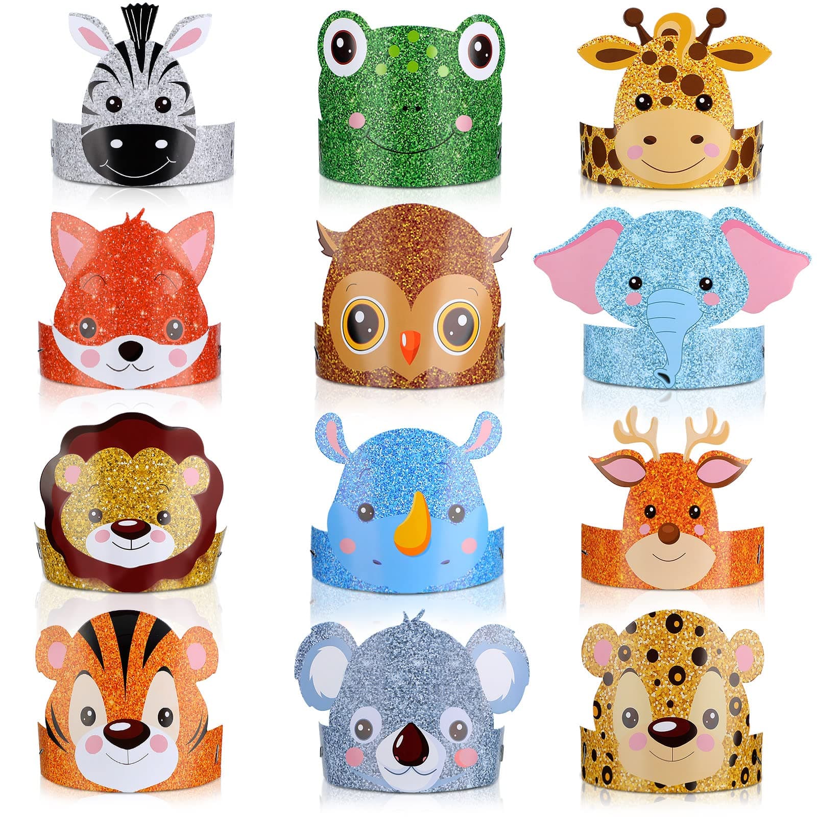 Jungle Safari Animal Party Hats & Headbands for Kids & Girls