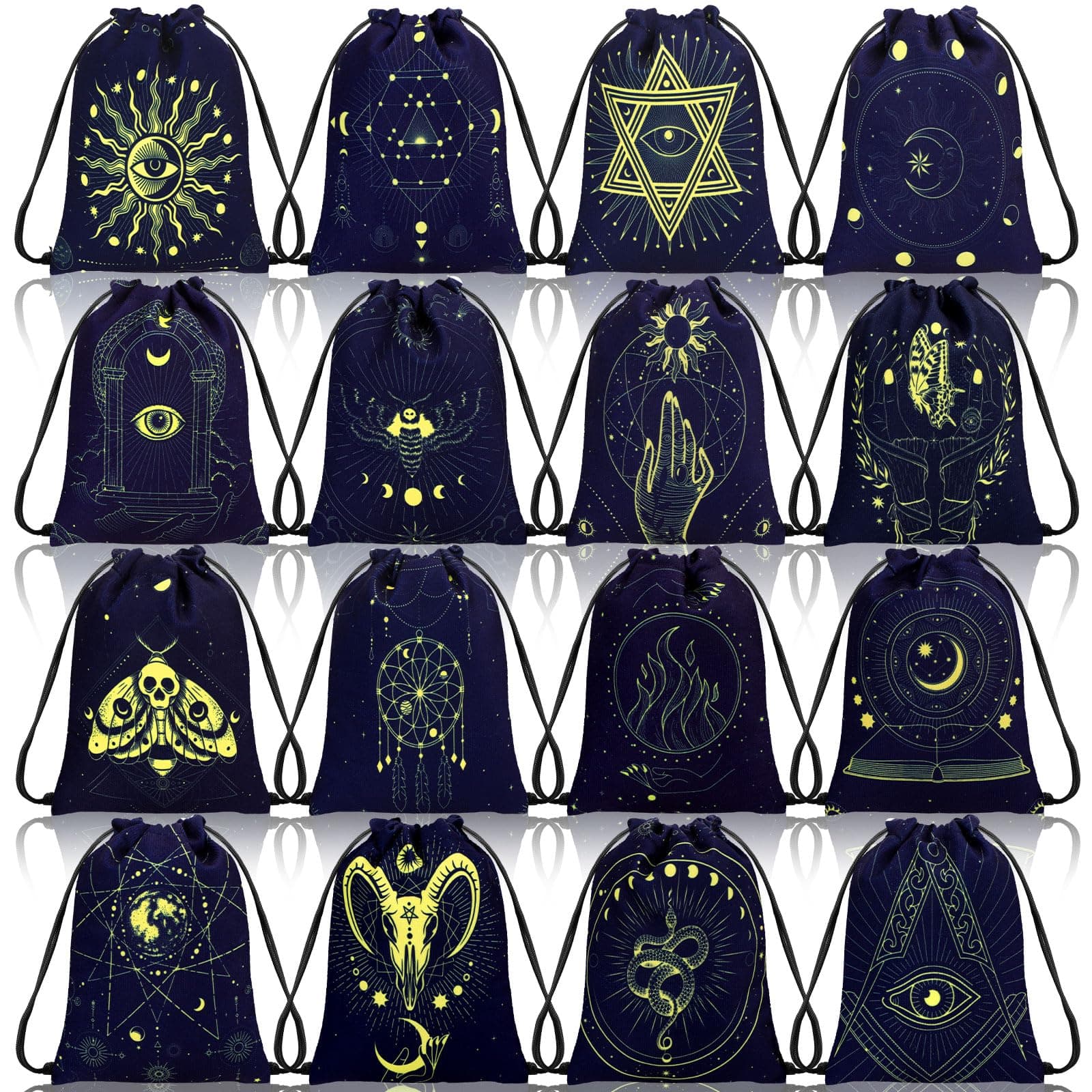 Paterr Vintage Drawstring Pouches for Tarot Cards, Runes & Jewelry (7.1 x 5.9 Inch)