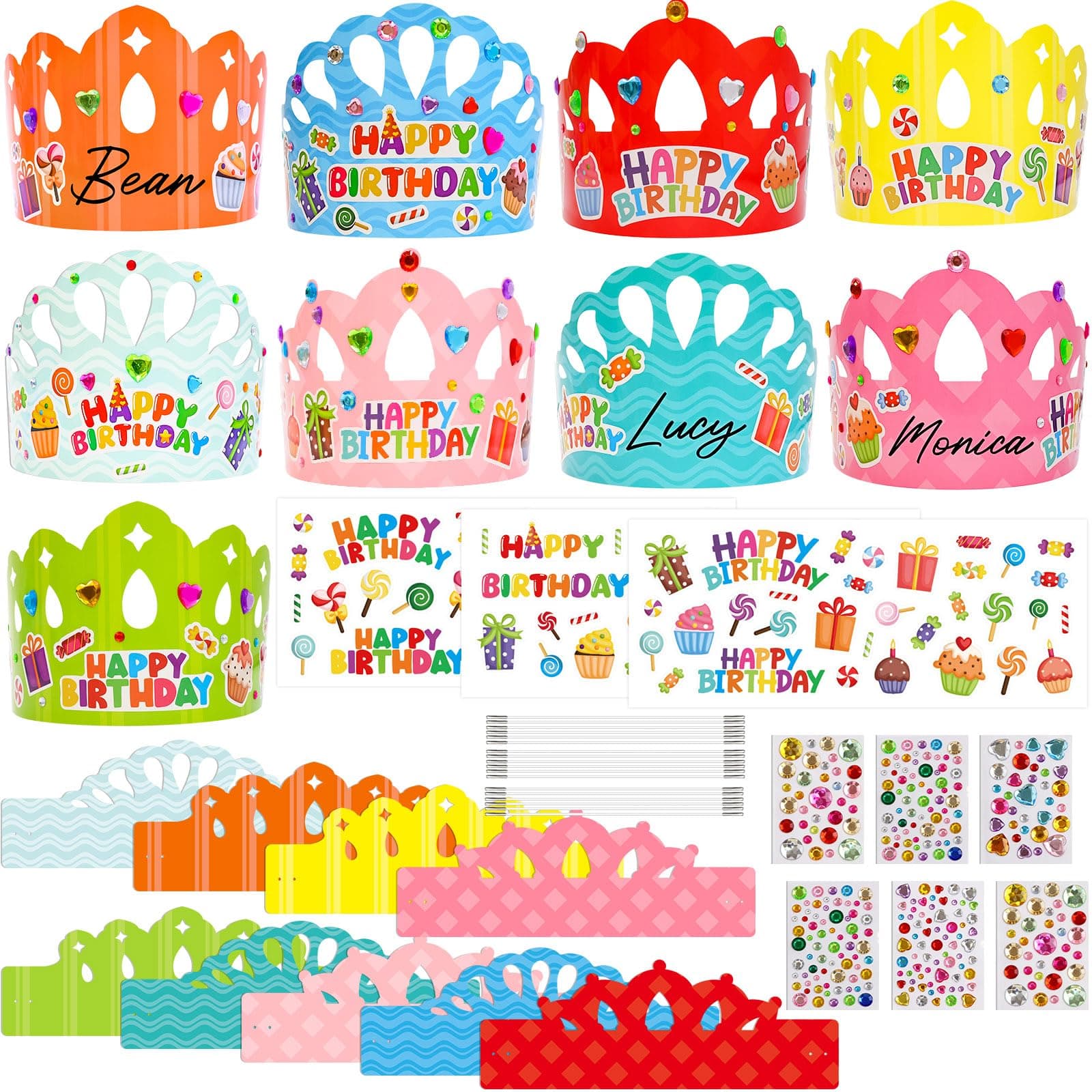 27 Pack Kids' DIY Paper Birthday Crowns for Classroom VBS