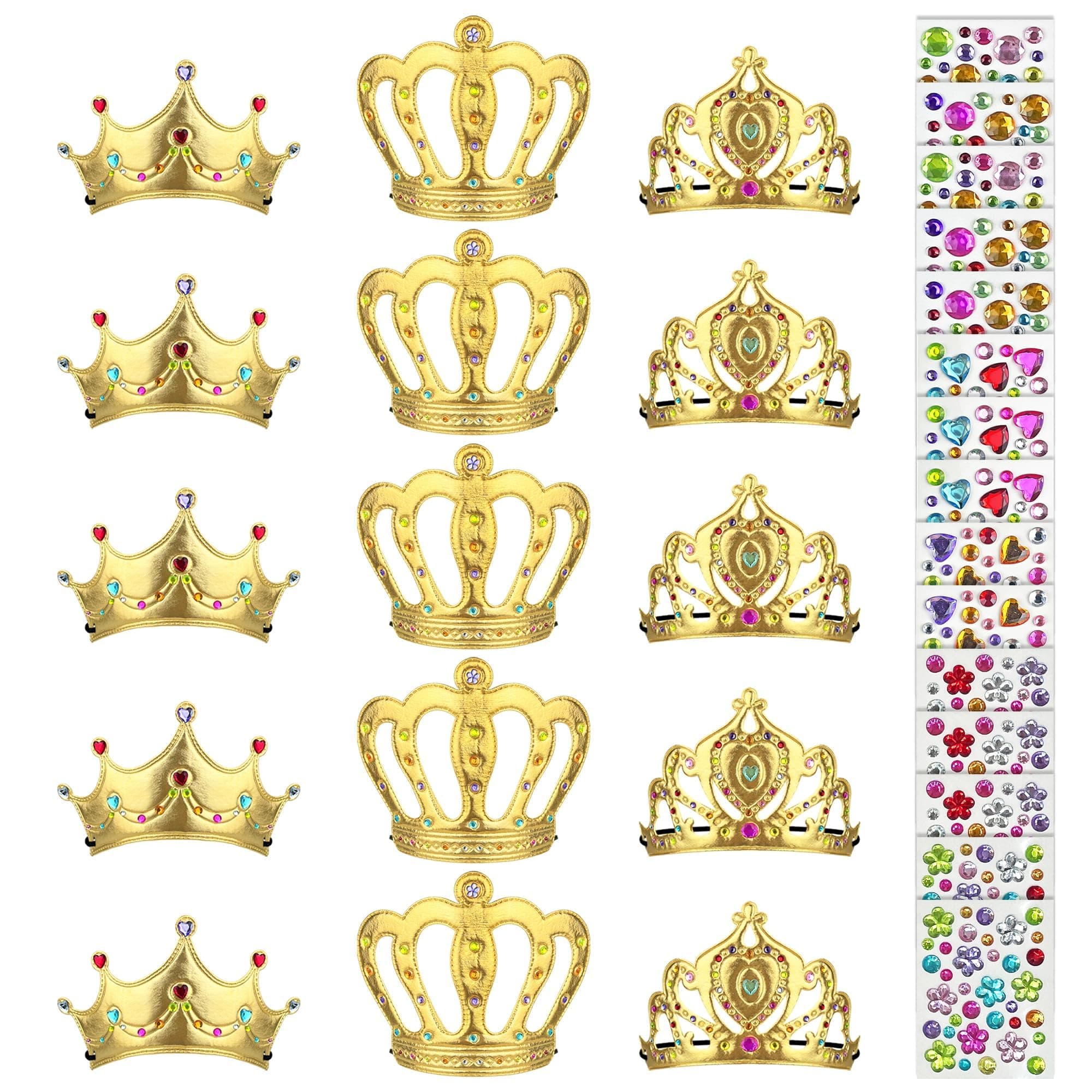 30 PCS Foaming Diamond Stickers Crowns for Princess Party Supplies