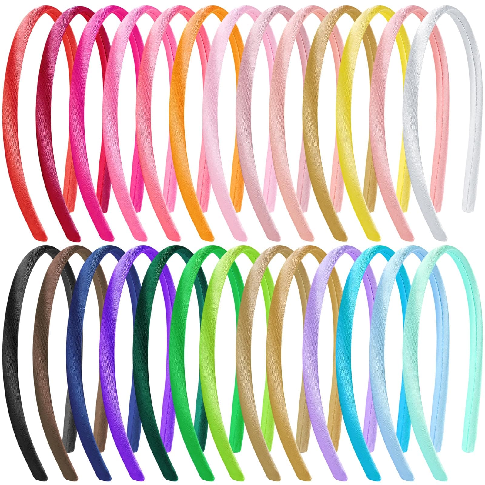 26pcs Colorful Satin Headbands for Girls & Women Bulk Hair Accessories