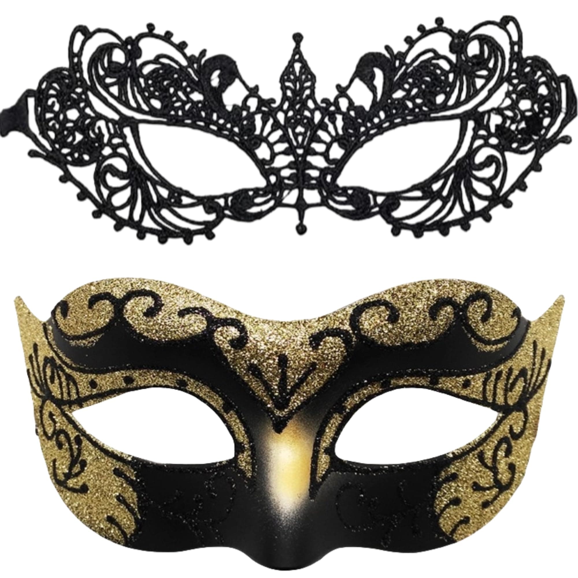 Masquerade Mask for Couple Halloween Venetian Lace Eyemask Party Prom Ball Mardi Gras