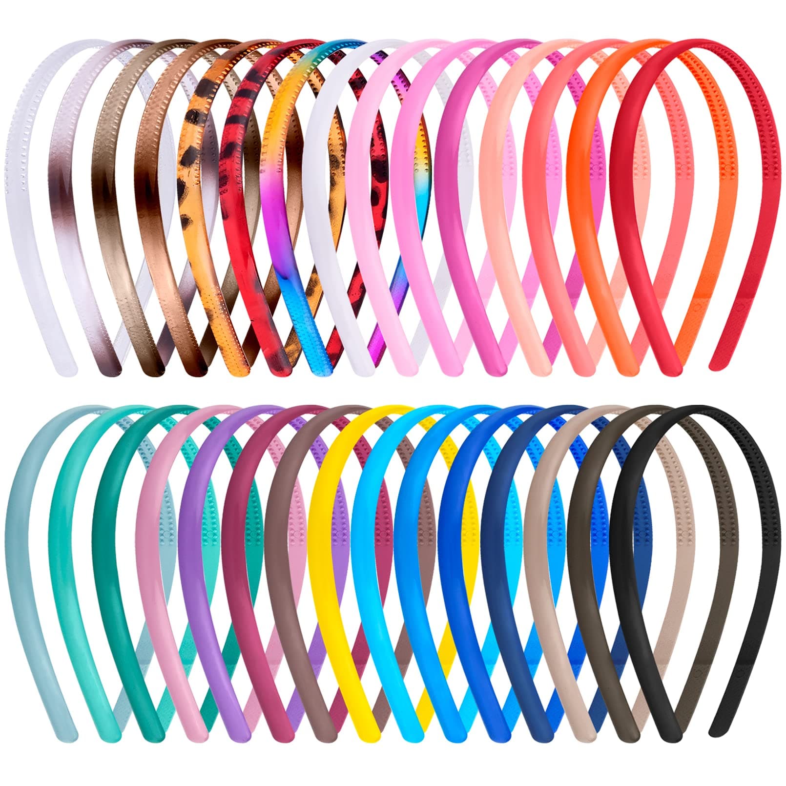 30 Piece Duufin Colorful Thin Plastic Headbands for Girls & Women