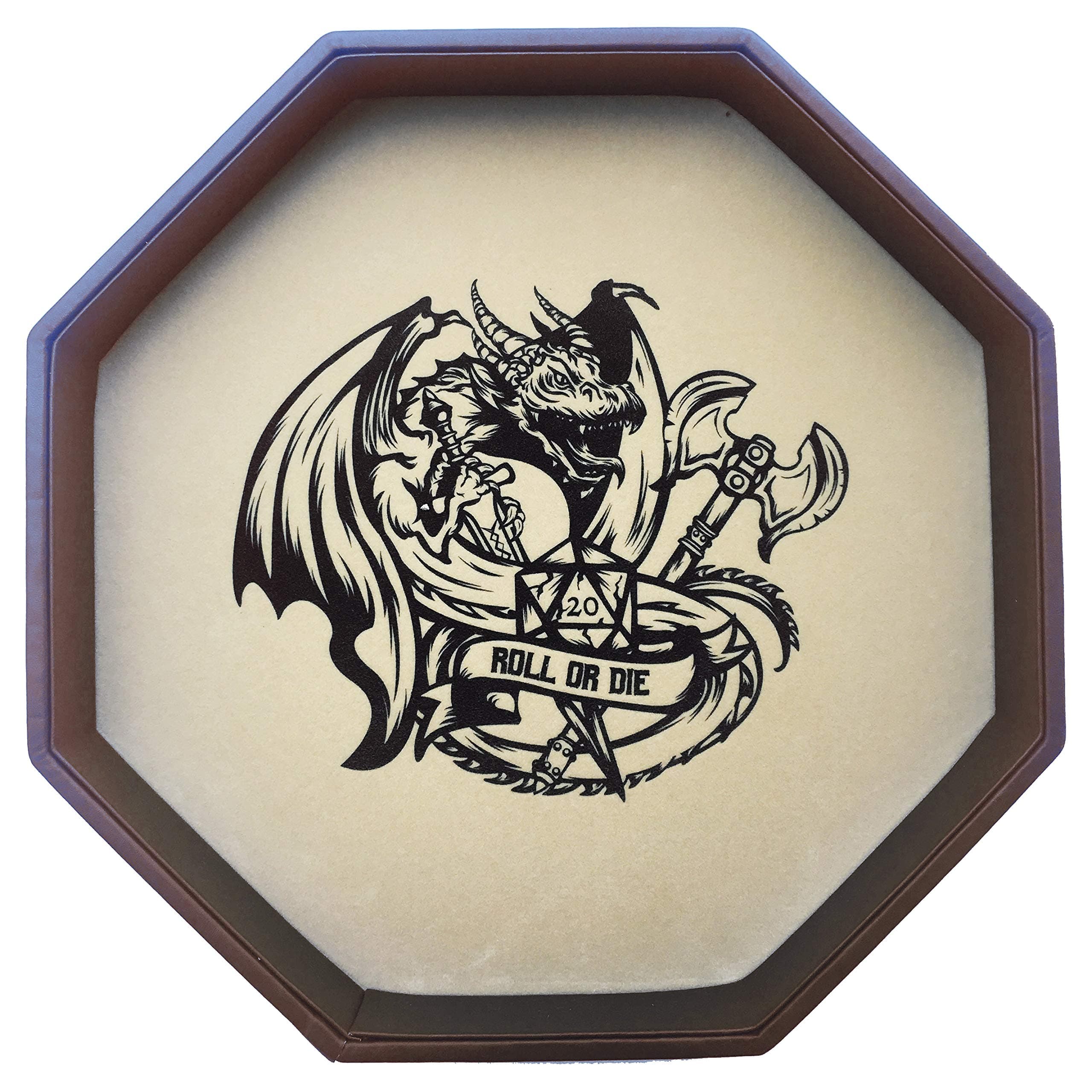 ROLL OR DIE Octagon Dice Tray - 11.5" for RPGs, Board Games (DND 3.5, 5e, Cthulhu, Pathfinder, Shadowrun)