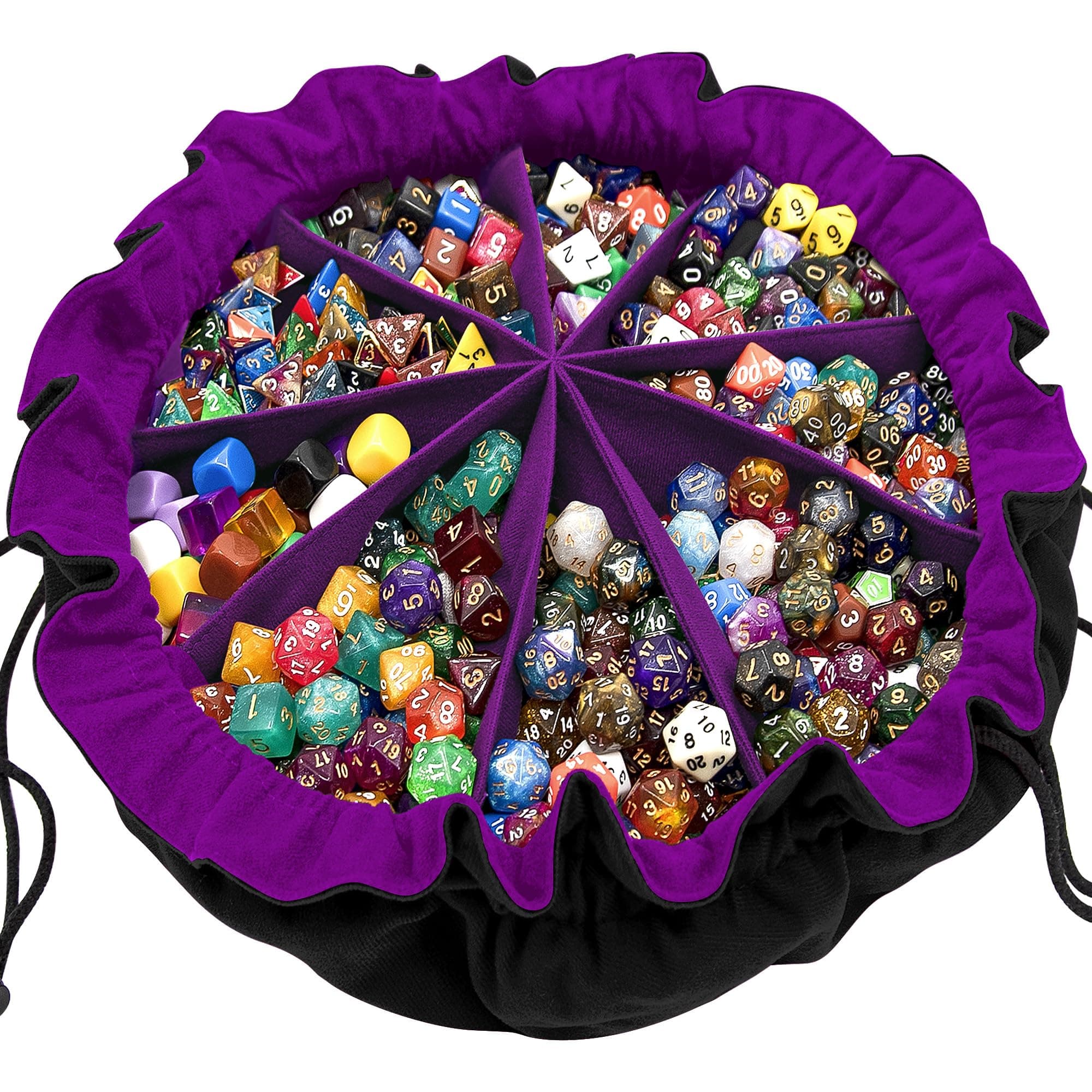SIQUK Large Capacity Dice Bag with Pockets (Black & Dark Violet)