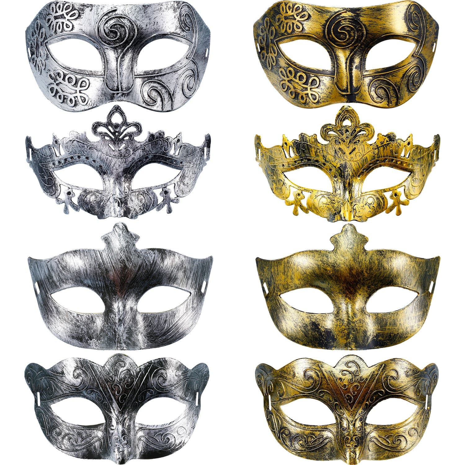 Hestya 8pcs Vintage Gold & Silver Masquerade Masks